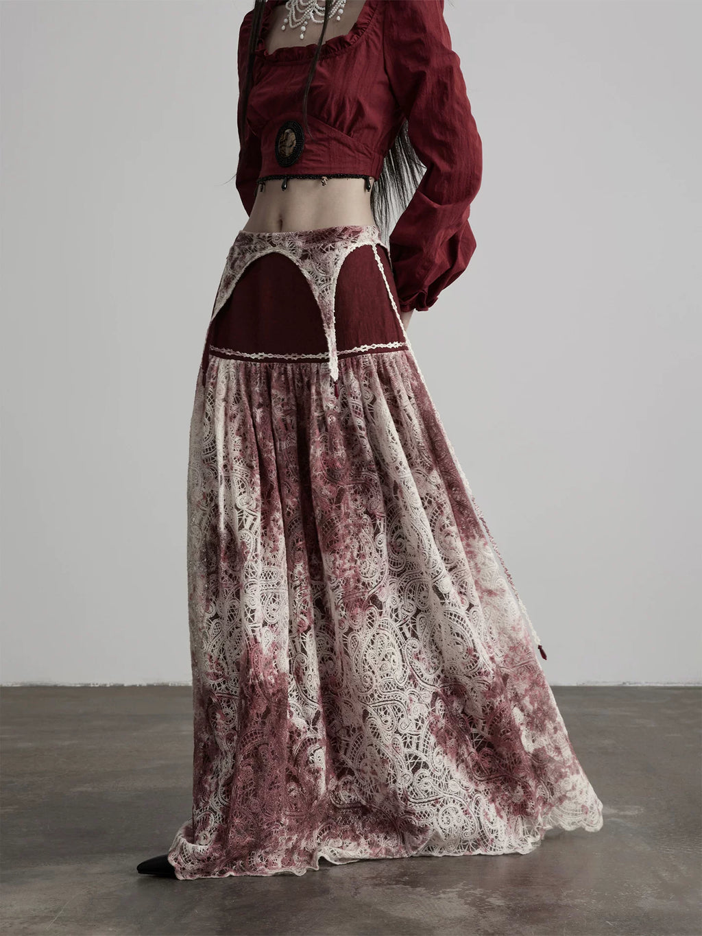 INDULGE Bead Lace Stitching Dress