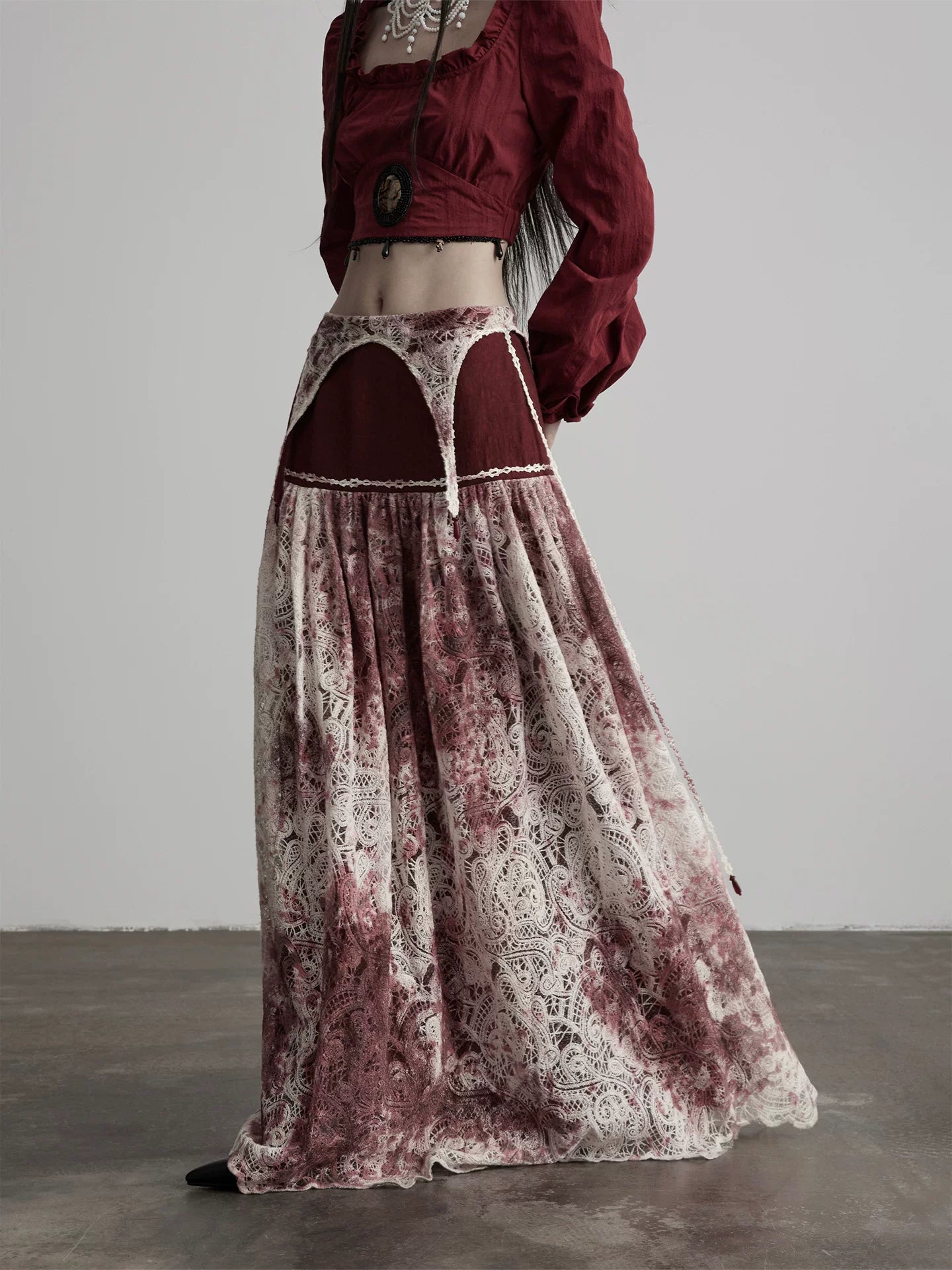 INDULGE Bead Lace Stitching Dress