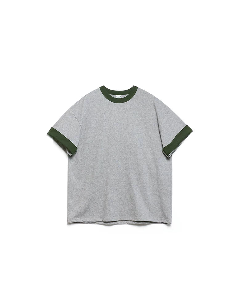BPCALL Vintage Casual Flip Sleeve Tee