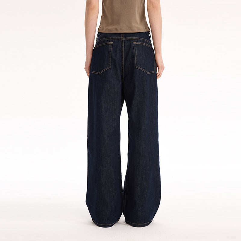 UNF 130z Dark Blue Raw Cow RAW Denim Loose Straight Jeans