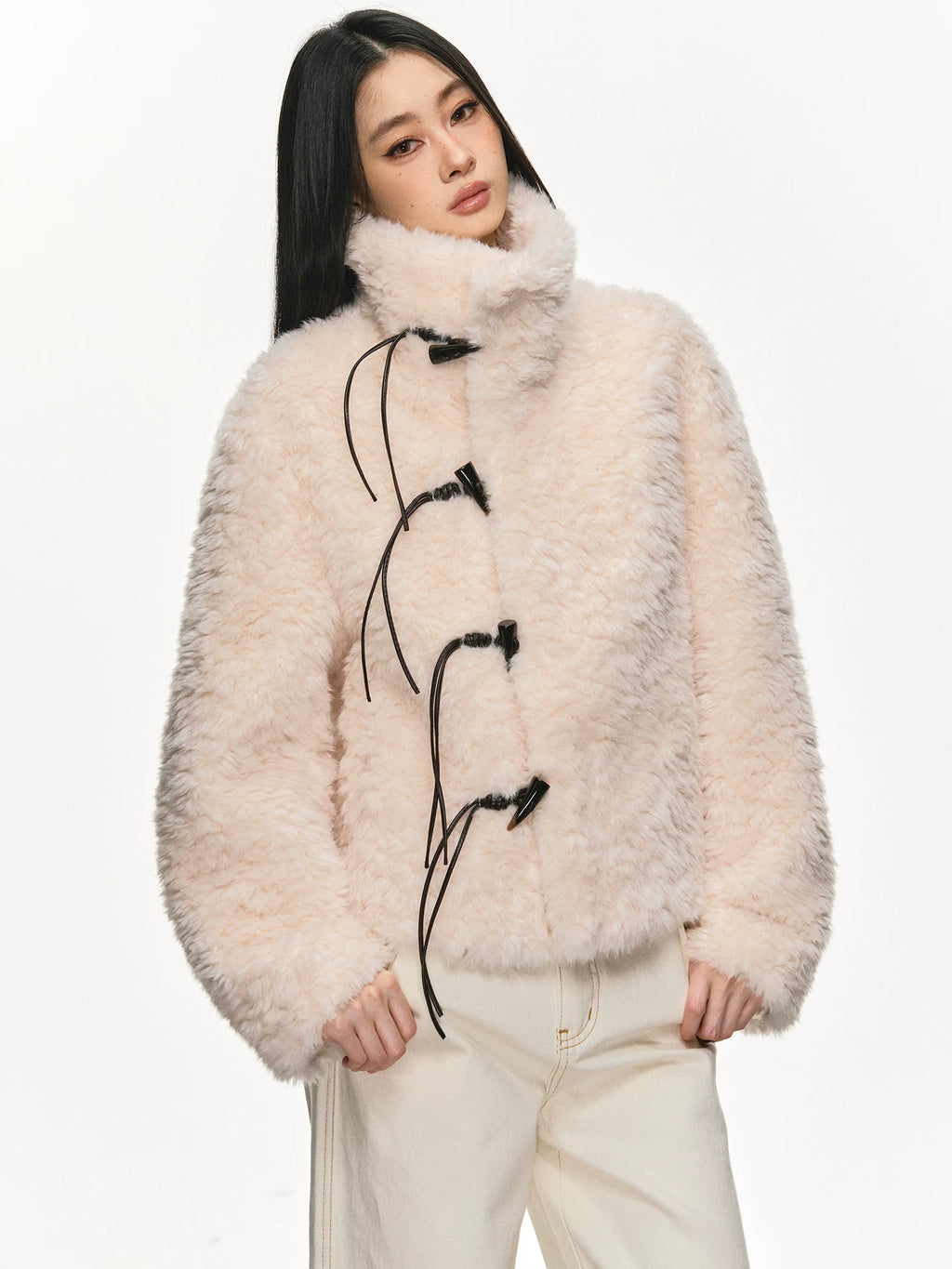 Anna Aneae Croissant Button Lamb Wool Coat