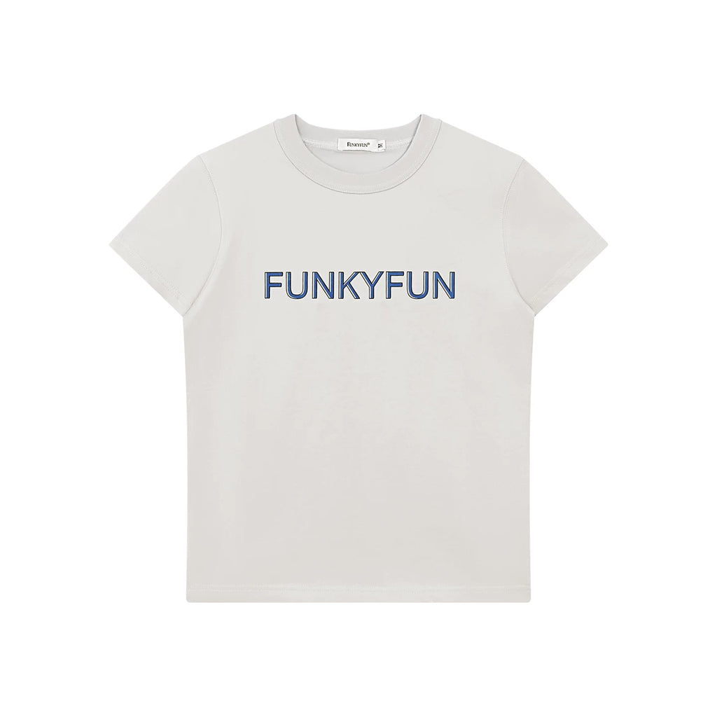 FUNKYFUN Contrasting Color Front Shoulder Simple Tee