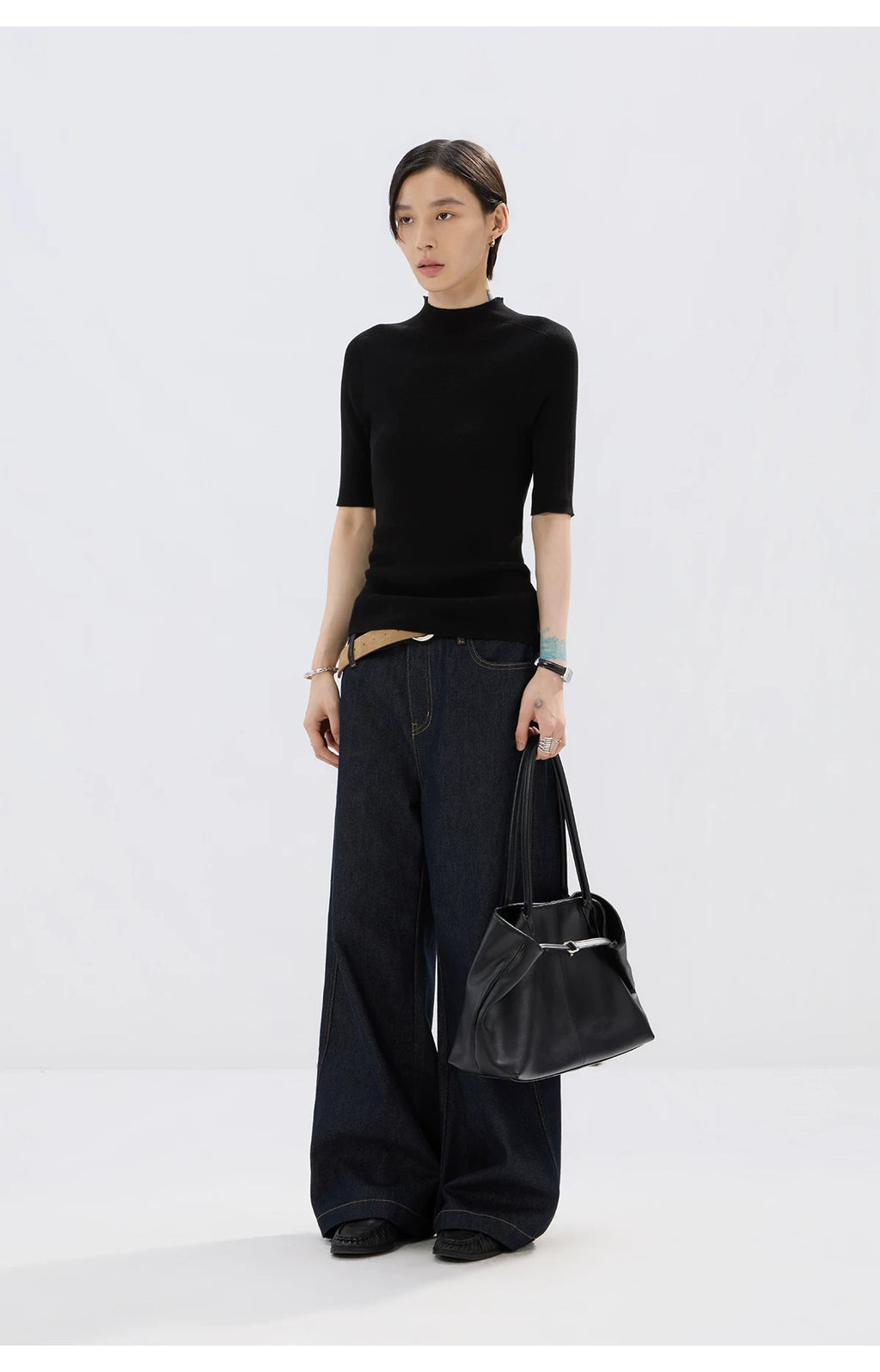 Sameuoo Small Turtleneck Knitted Versatile Tee