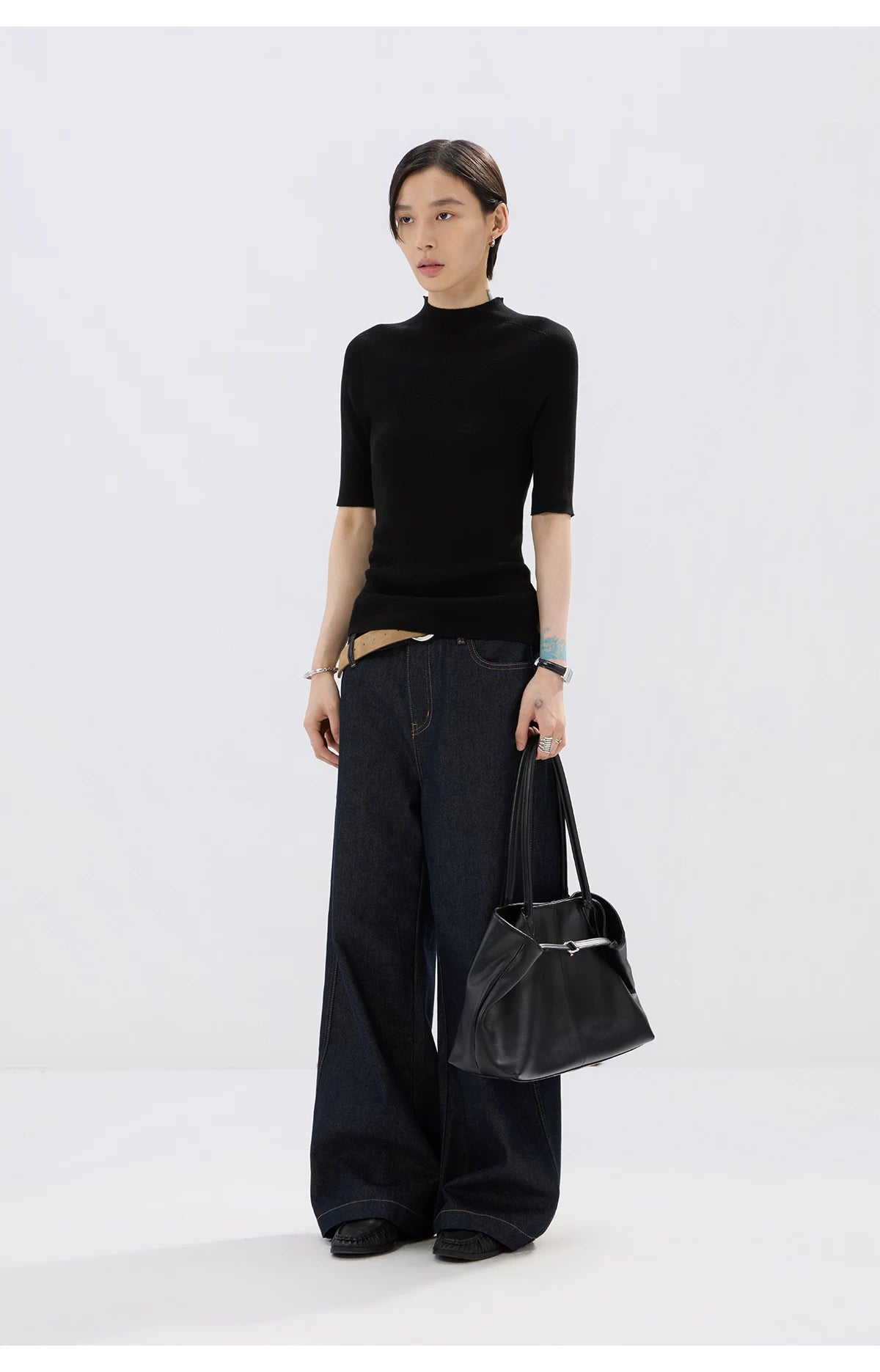 Sameuoo Small Turtleneck Knitted Versatile Tee