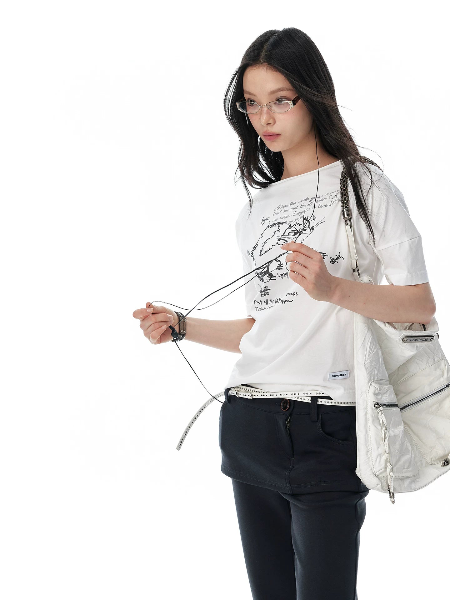 JIKOO Fried Cat Print Casual Tee