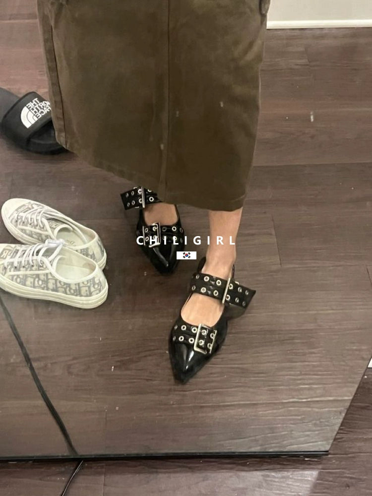 CHILIGIRL Ballet Strap-on Flat-bottomed Pointed Shoes