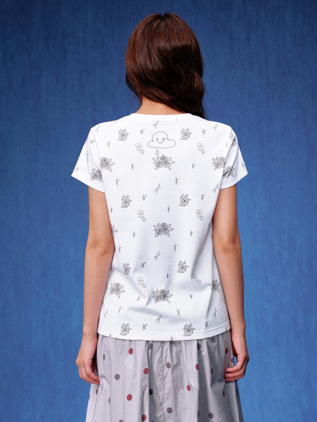 MEDM Casual Polka Dot Floral Versatile Tee