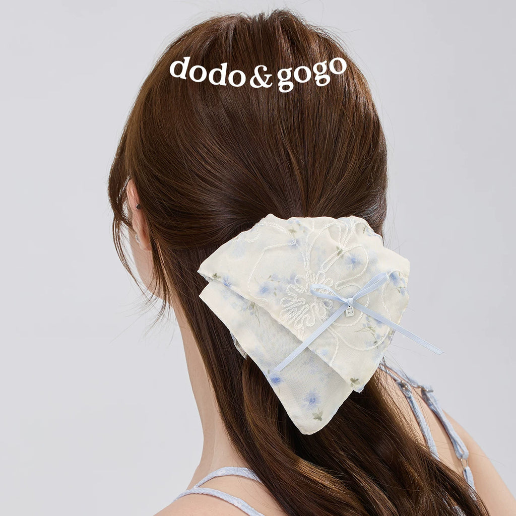 DODOGOGO Ink Bow New Chinese Lace Streamer Headdress