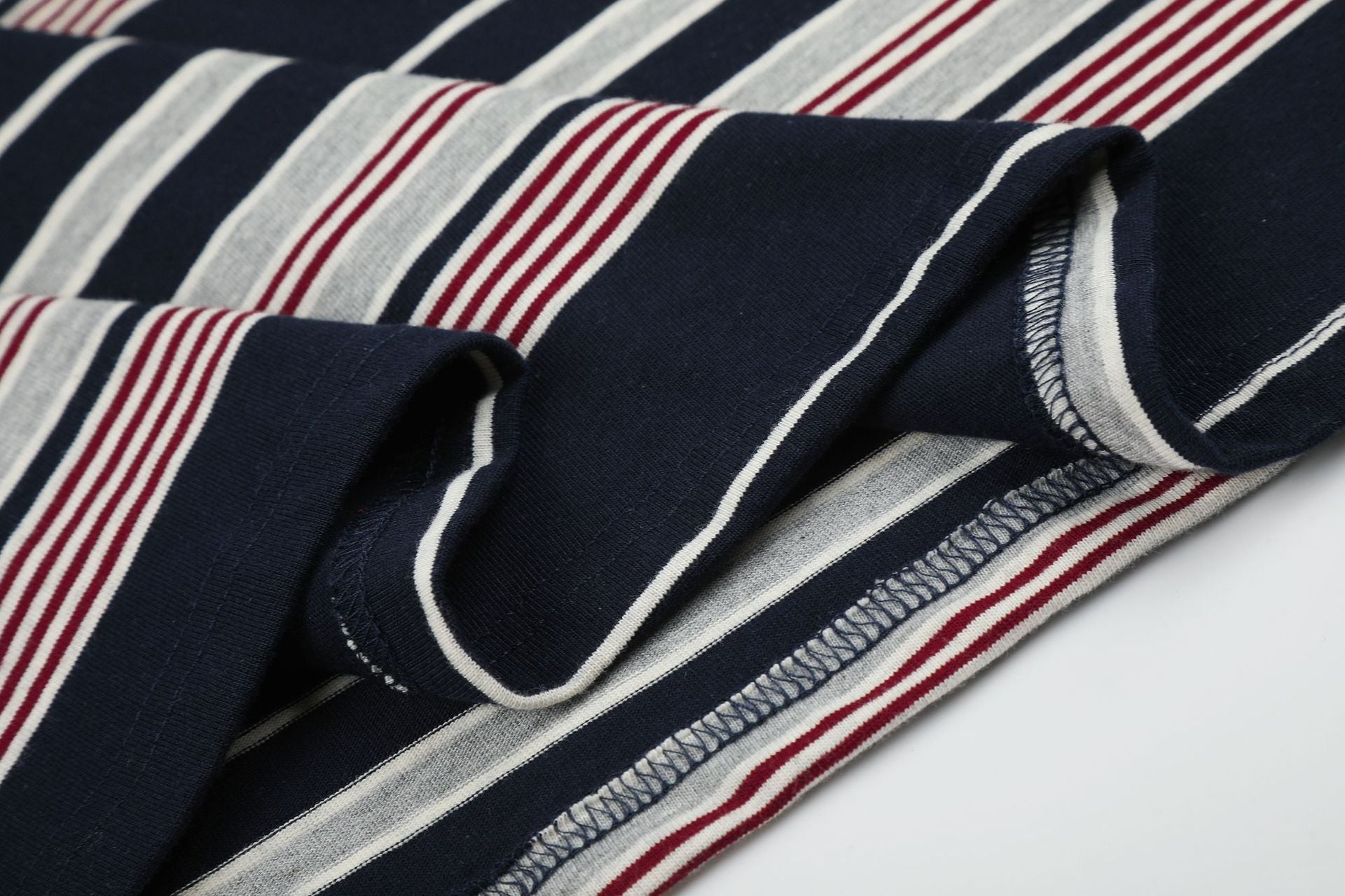 11KN Retro Striped Lapel Loose Cloth Tee