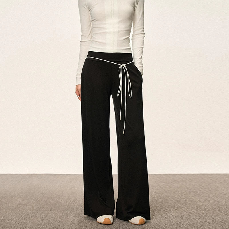 Cherry Melody High Waist Slim Wide Leg Straight Pants