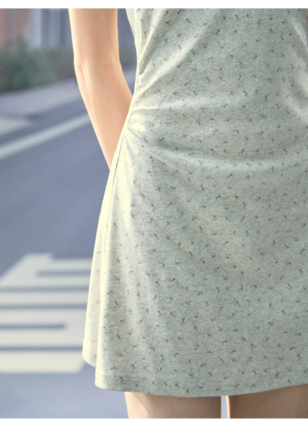 Ablueberry V-neck Floral Waist Neck Sling Dress