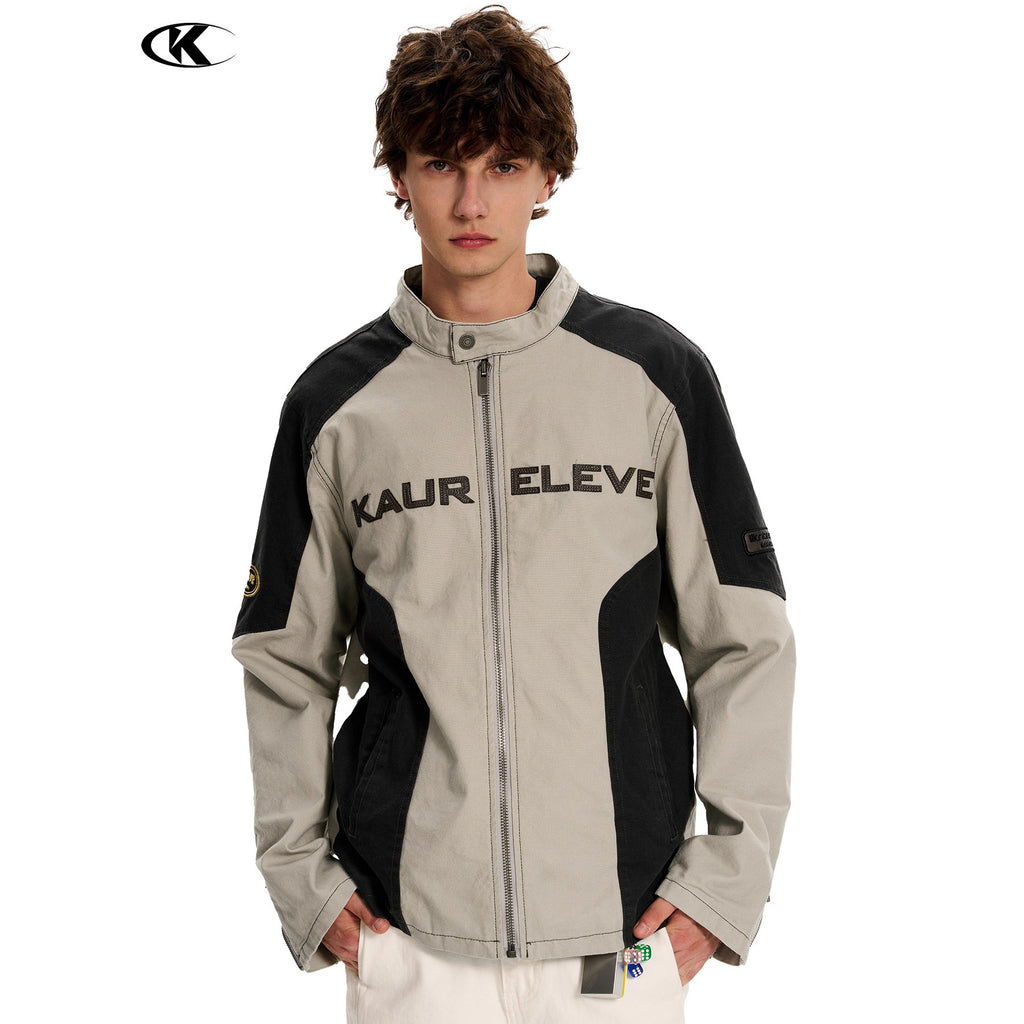 11KN Vintage Loose Letter Casual Zipper Jacket