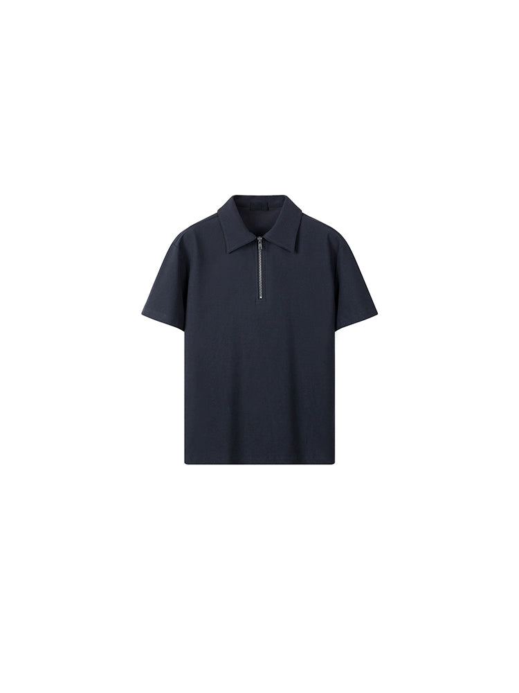 PLUS NO LOGO Half Zipper Polo Short Sleeve Shirt