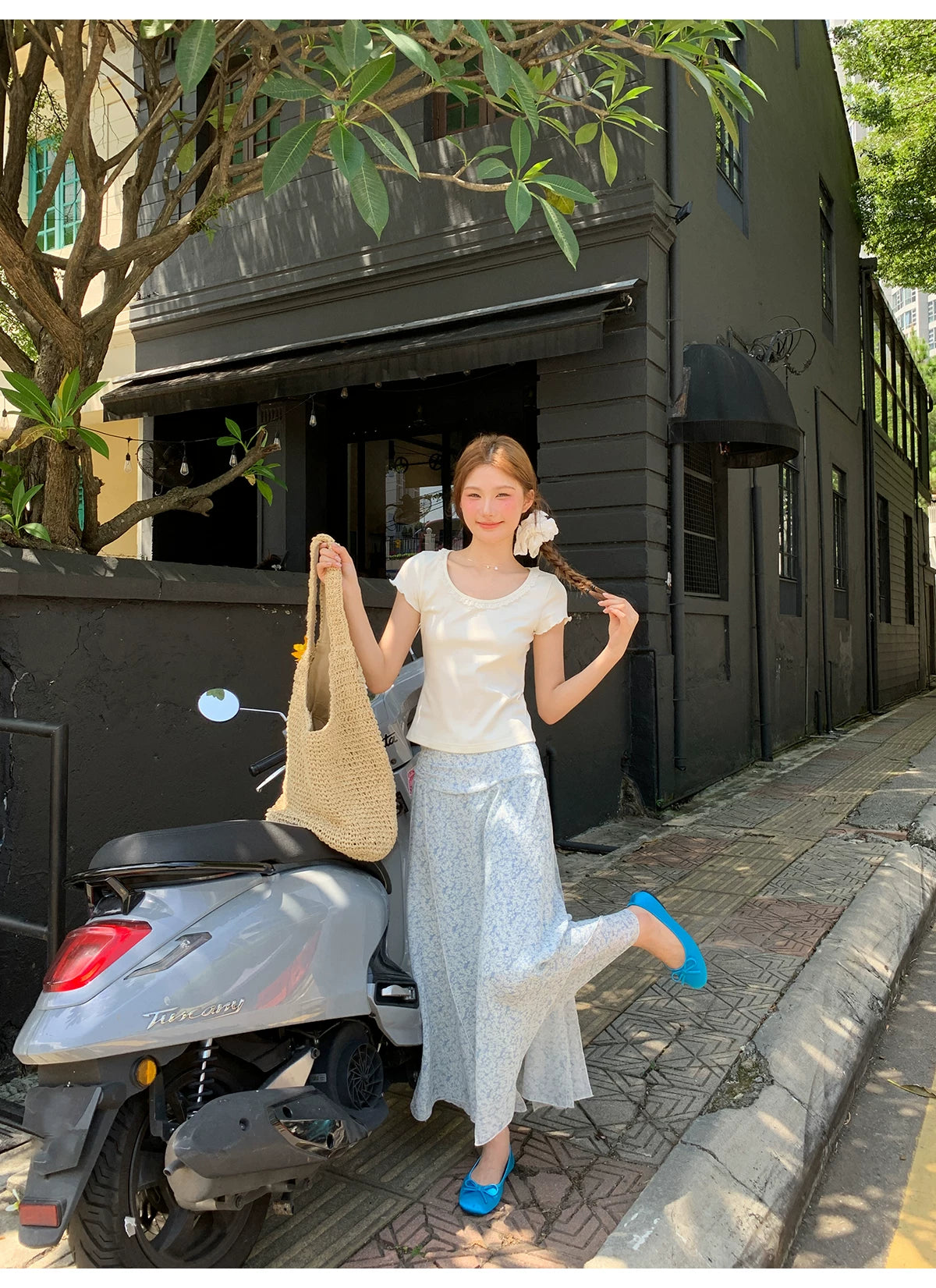 KANO Temperament Slim Floral Skirt