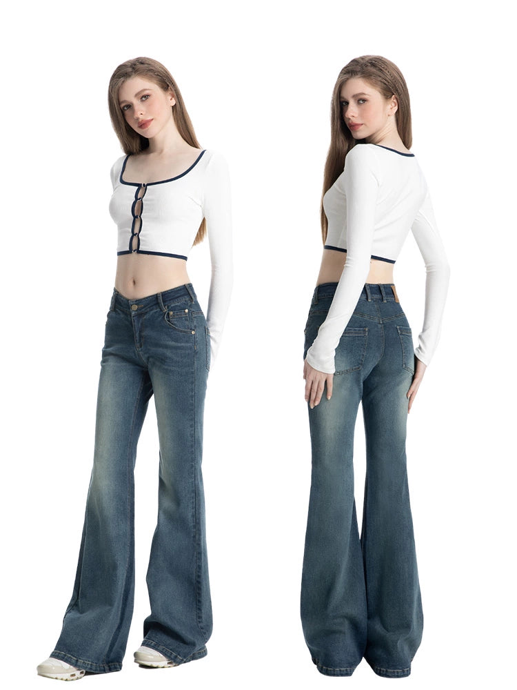 ABMY Retro V-waist Slim-fit Flared Pants