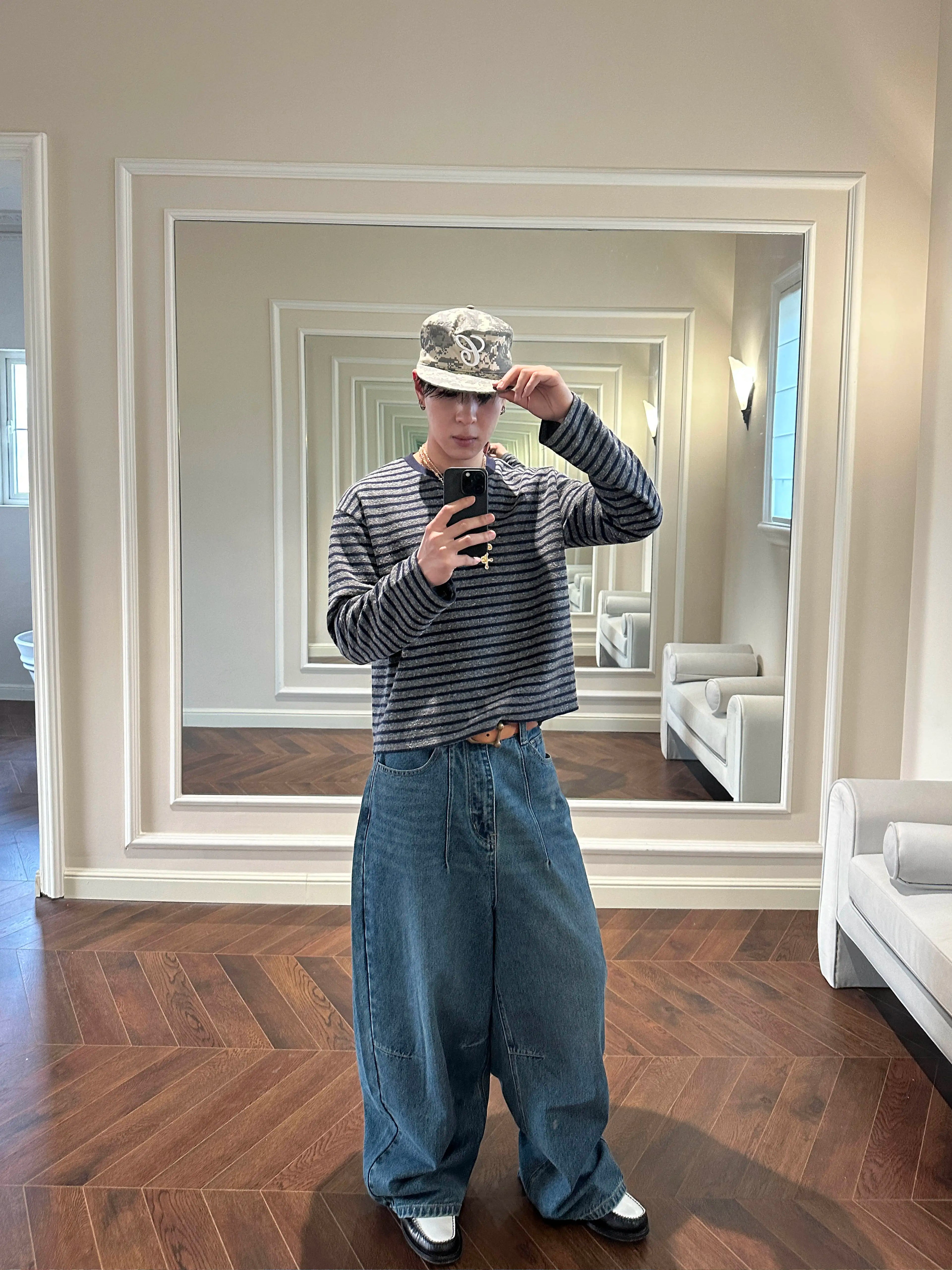 InsGale Vintage Thick Striped Slim Short Long Sleeve