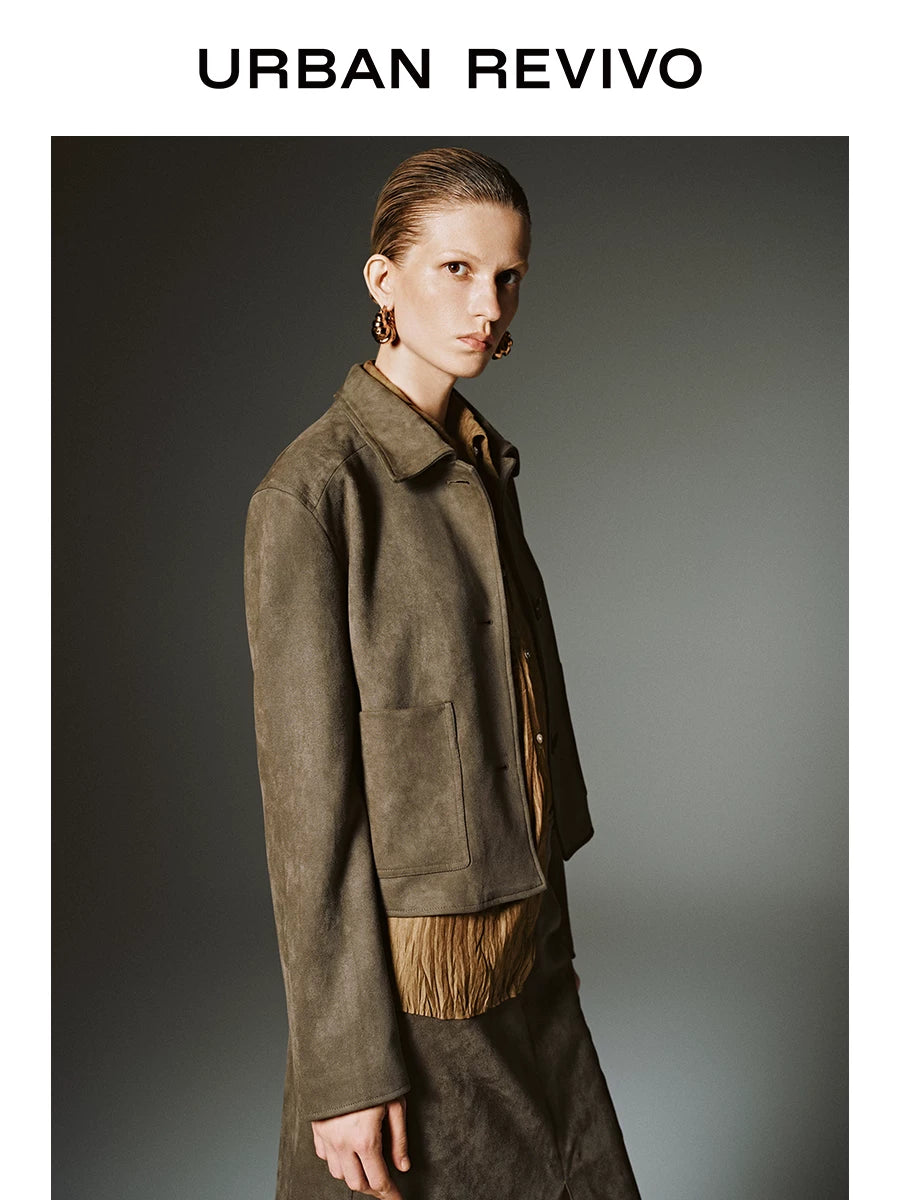 UR Vintage Suede Textured Short Jacket