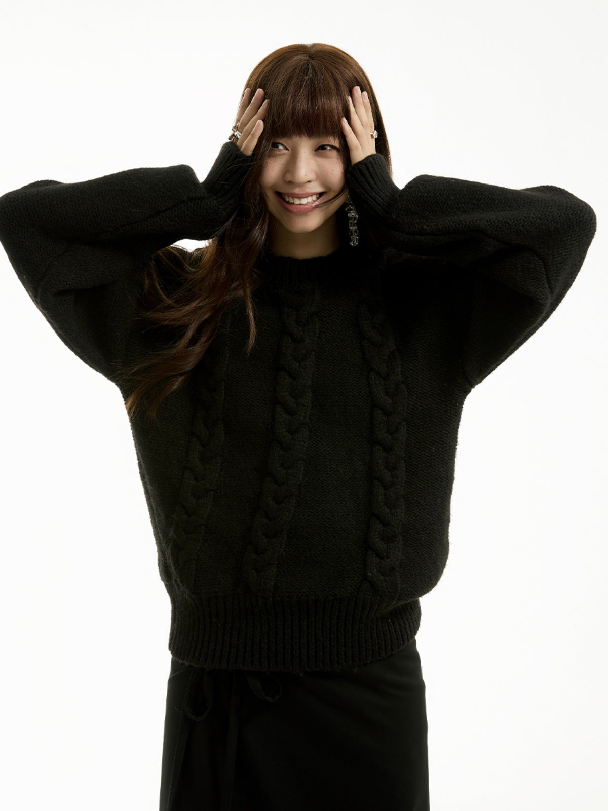 FUNKYFUN Twisted Curved Twist Knitted Sweater