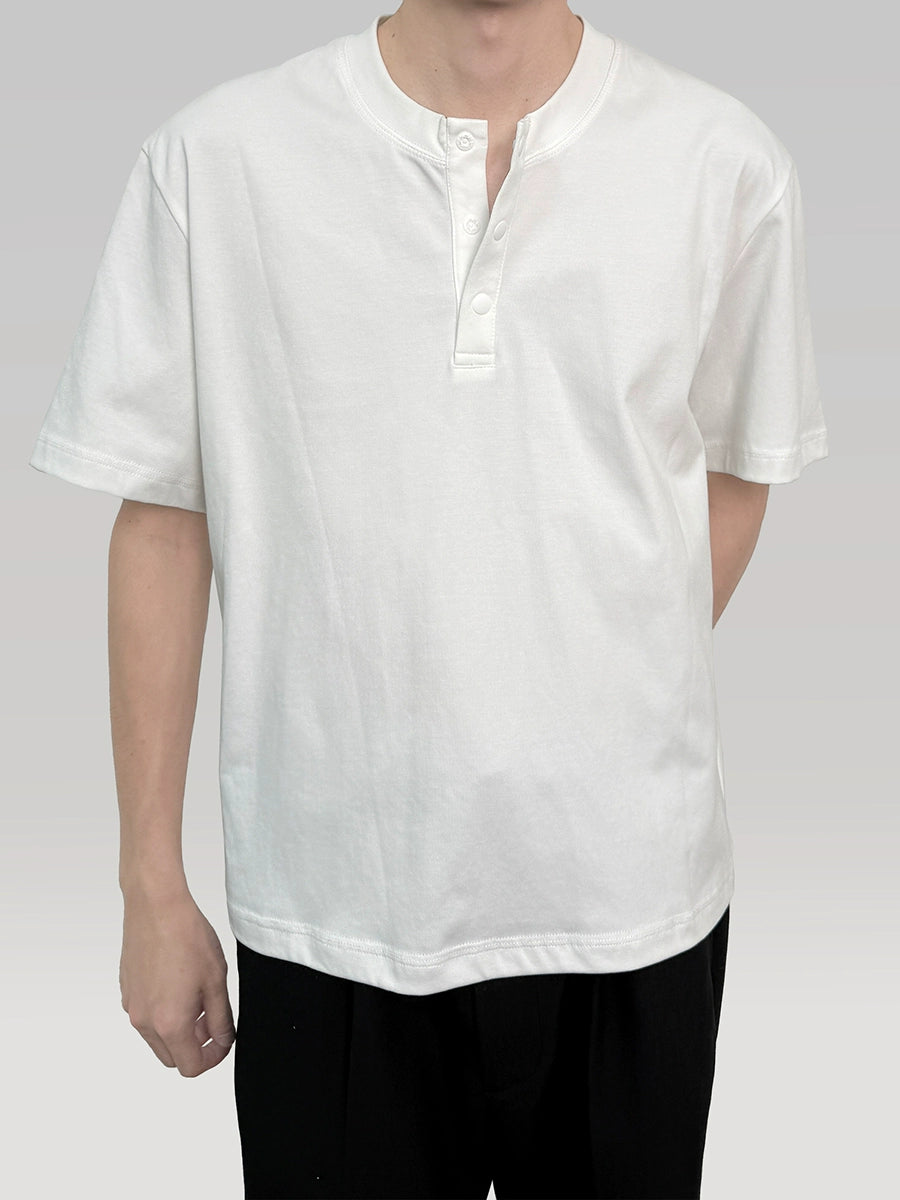 PLUS NO LOGO Henry Collar Casual Versatile Tee