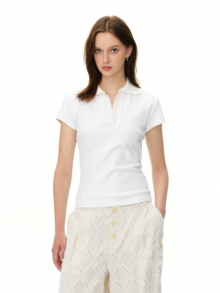 NICEBAD V Lapel Slim Fit POLO Tee