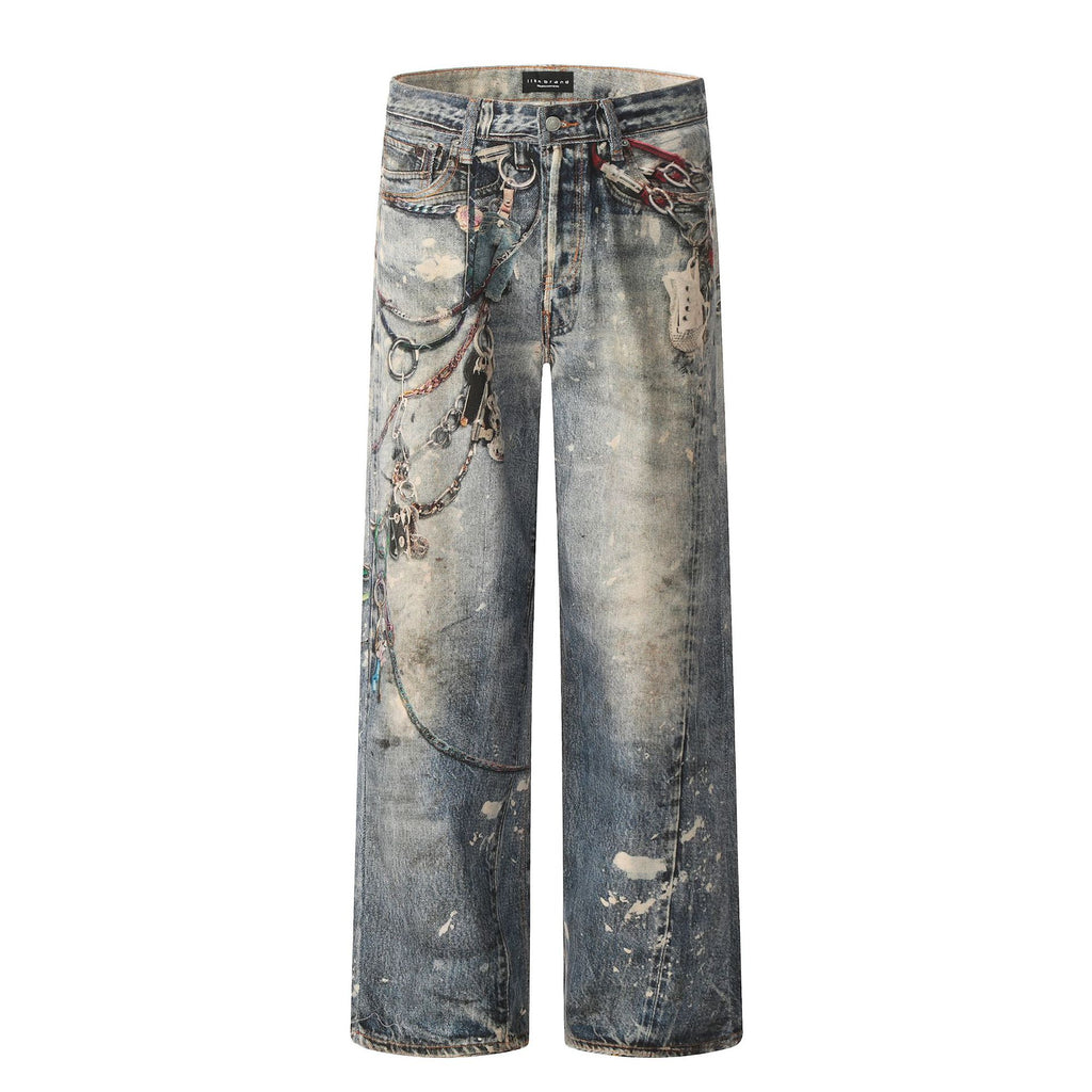 11KN CHAIN printed jeans