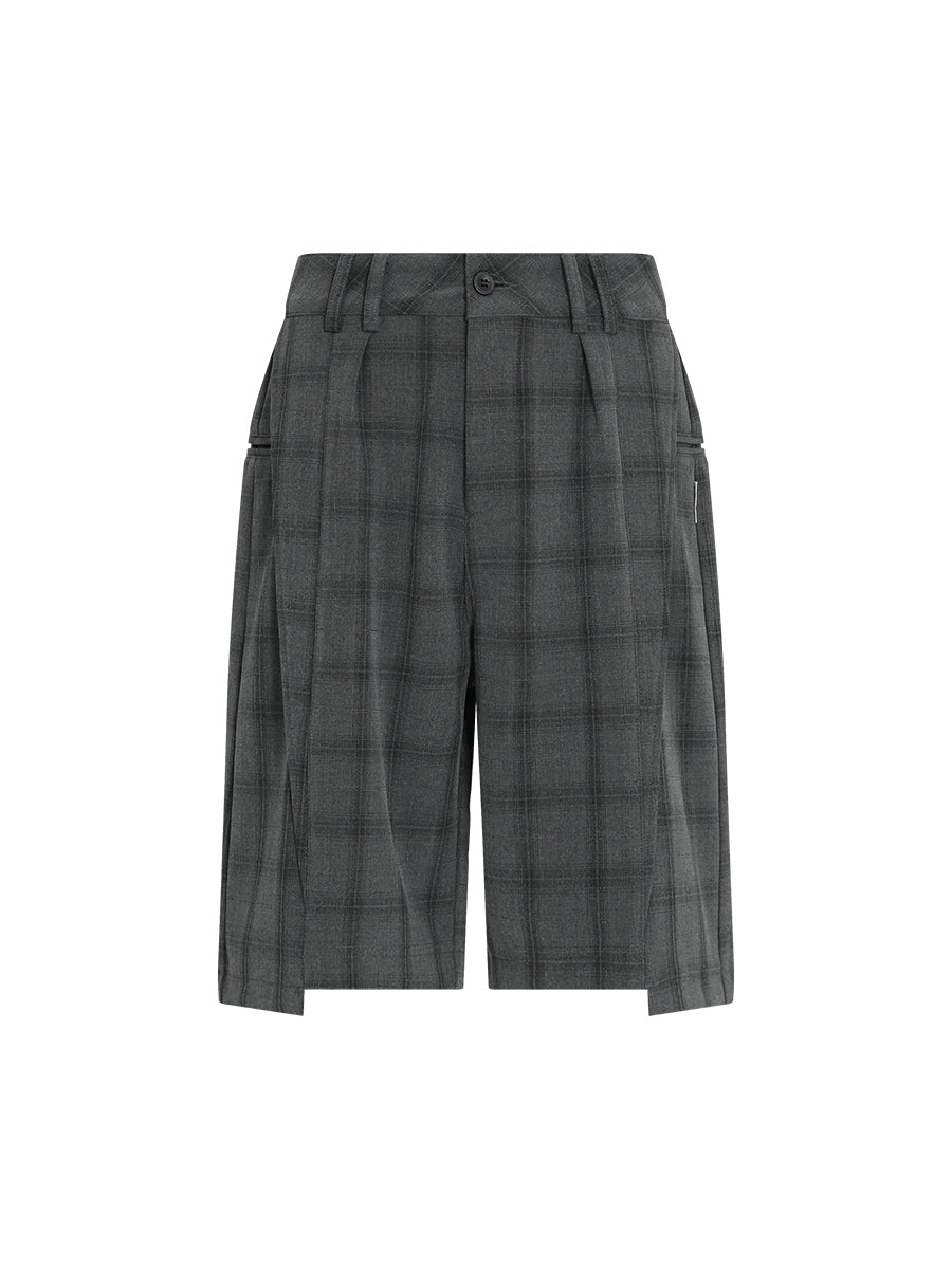 FUNKYFUN Splicing Staggered Trousers Suit Shorts