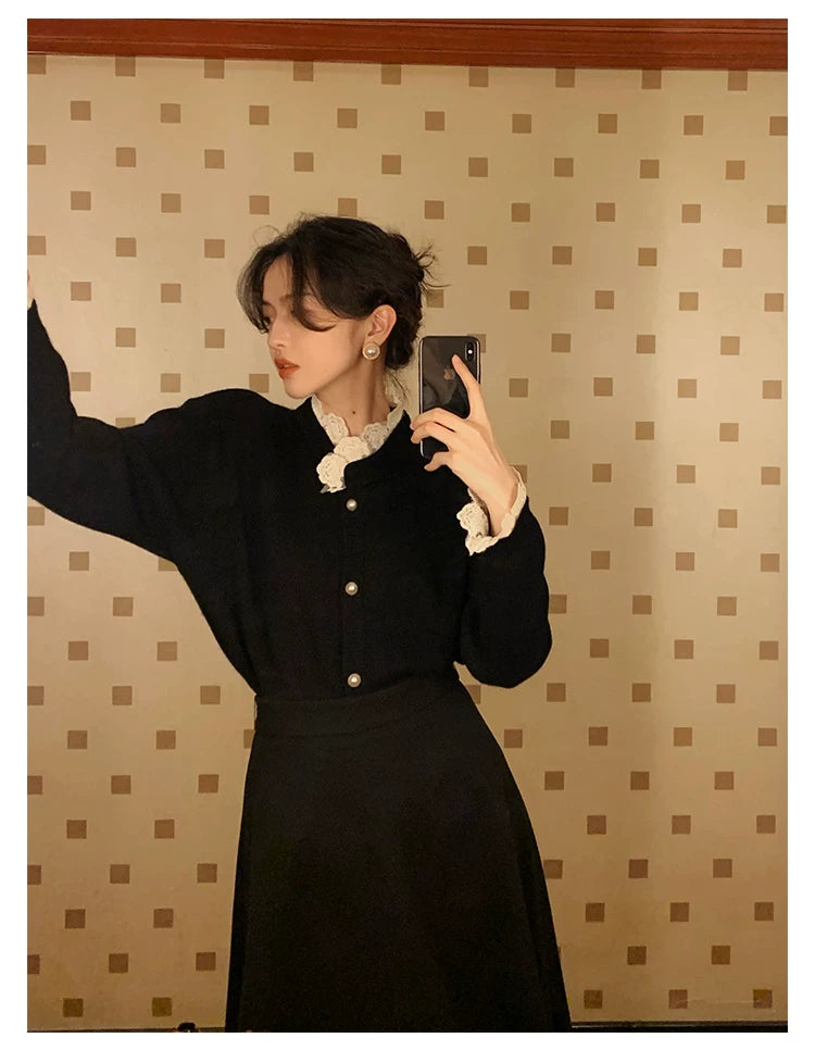 KELIFAN Pearl Casual Lace Sweater
