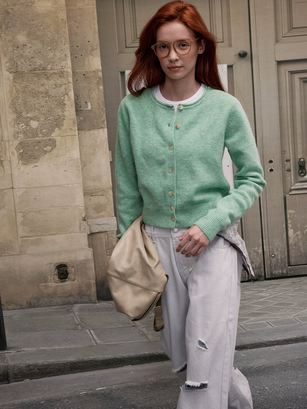 MADWITCH Vintage Crew Neck Knitted Cardigan