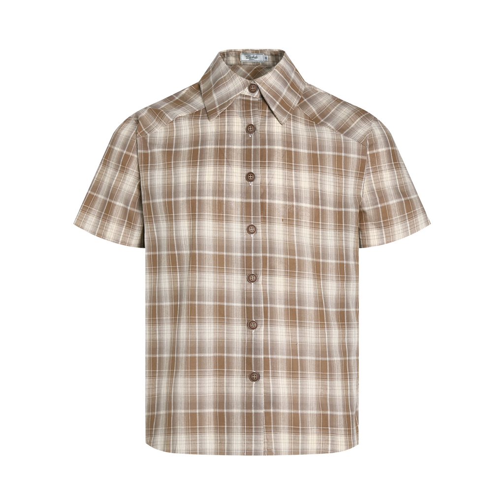 Set for life handmade tassel beard cotton light plaid casual short-sleeved shirt