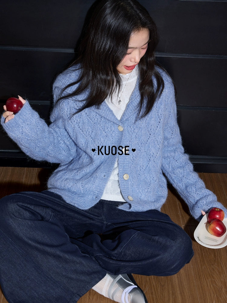 Kuose Lazy Lapel Knit Cardigan Jacket