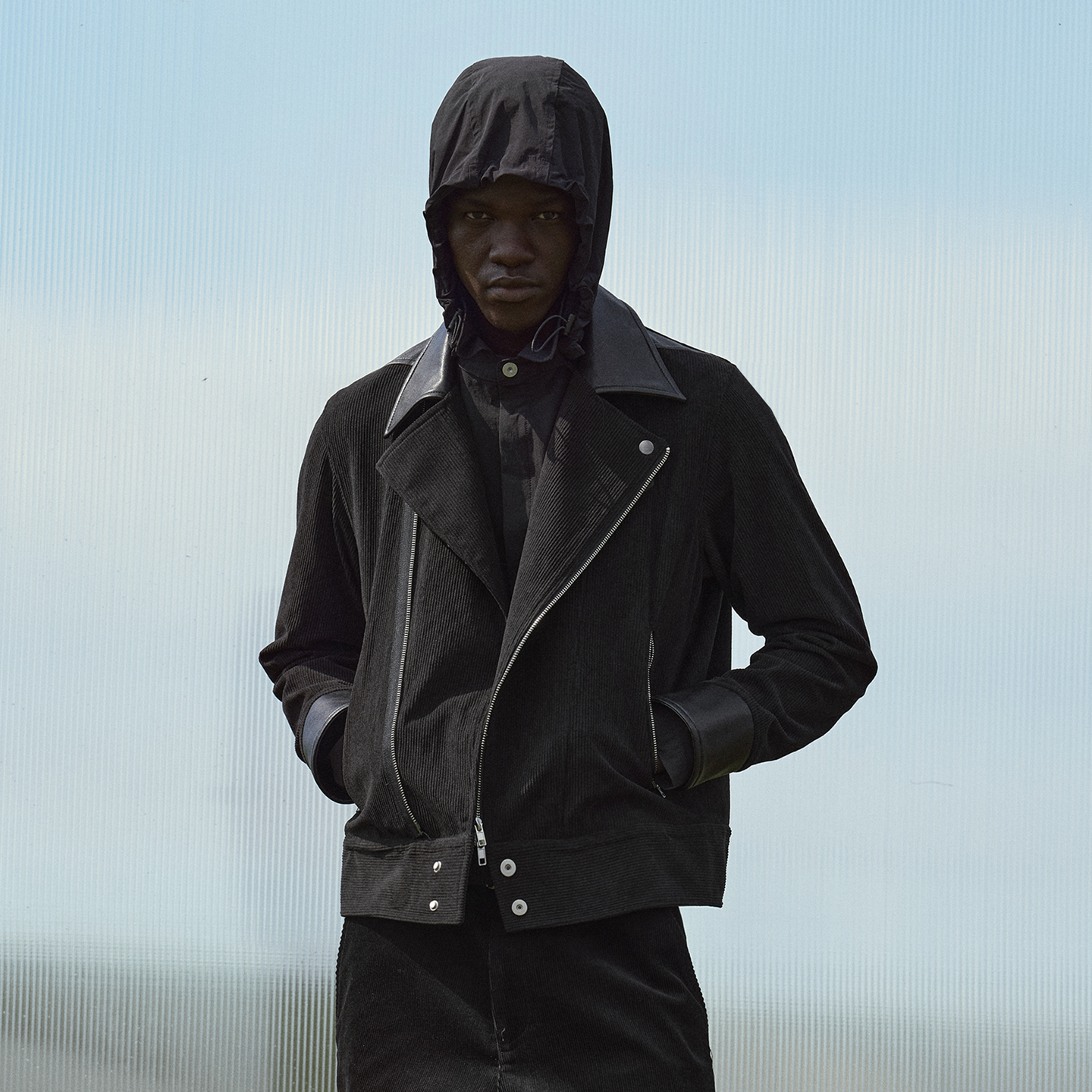 BEVAN UP Corduroy Leather Lapel Jacket