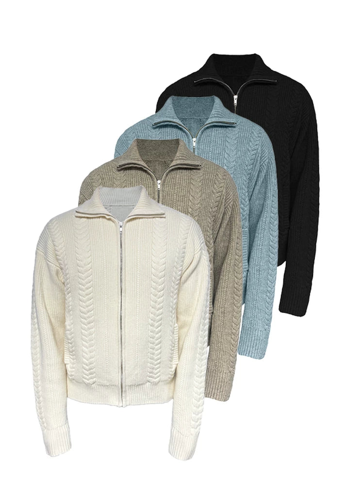 JCAESAR Wheat Ear Twisted Zipper Sweater