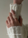 Lilis Weekend Vintage Multi-Layer Stretch Pearl Ring