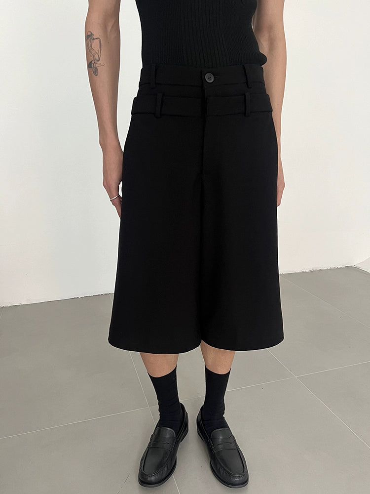 COLN Versatile Fashionable Double Waist Cropped Shorts