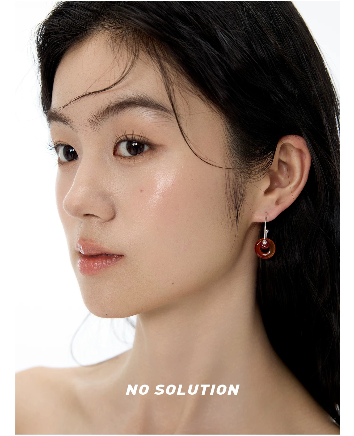 NO SOLUTION Safety Buckle Agate Earrings
