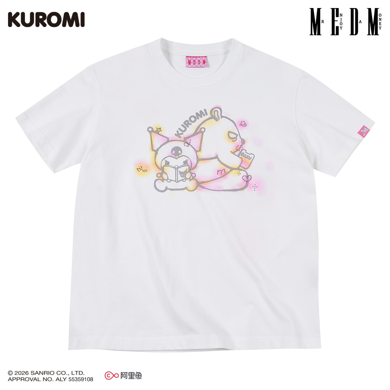 MEDM Graffiti Rhinestone Pattern Casual Tee