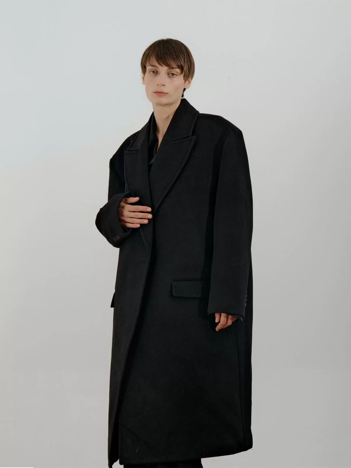 COLN Single-breasted Woolen Coat