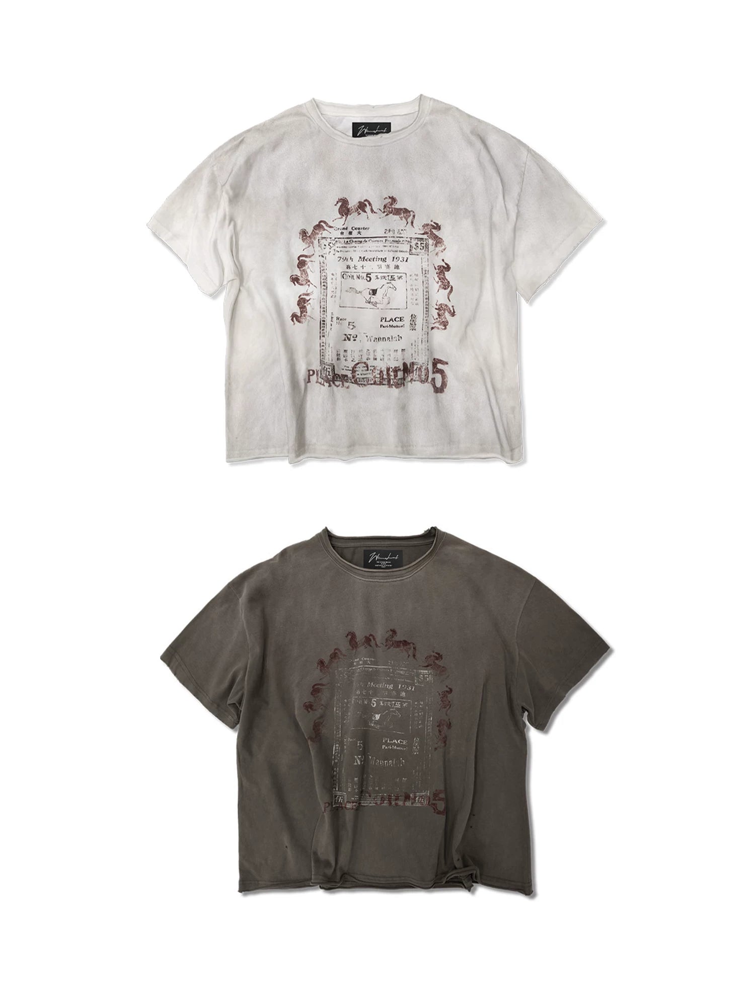 WANNA LAB Ticket Printing Dirty Dye Destruction Tee