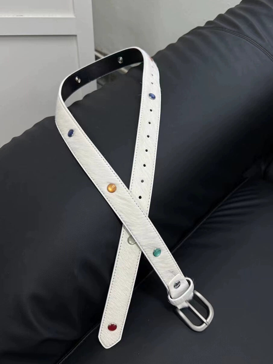 NOT UGLY Leather Hot Silver Made Old Buckle Belt