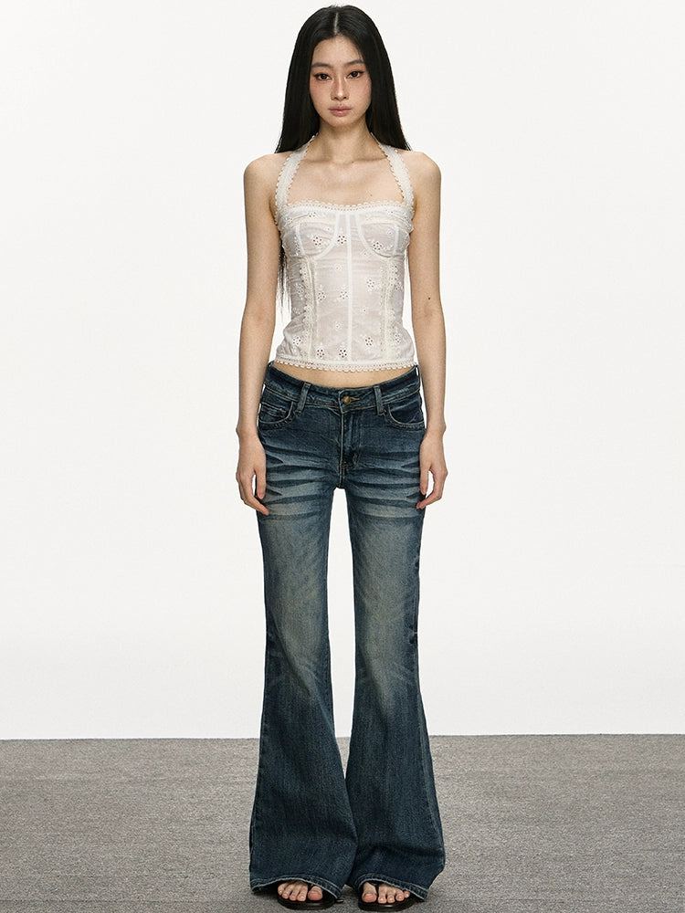 Anna Aneae Low-rise Retro Old Micro-flared Jeans