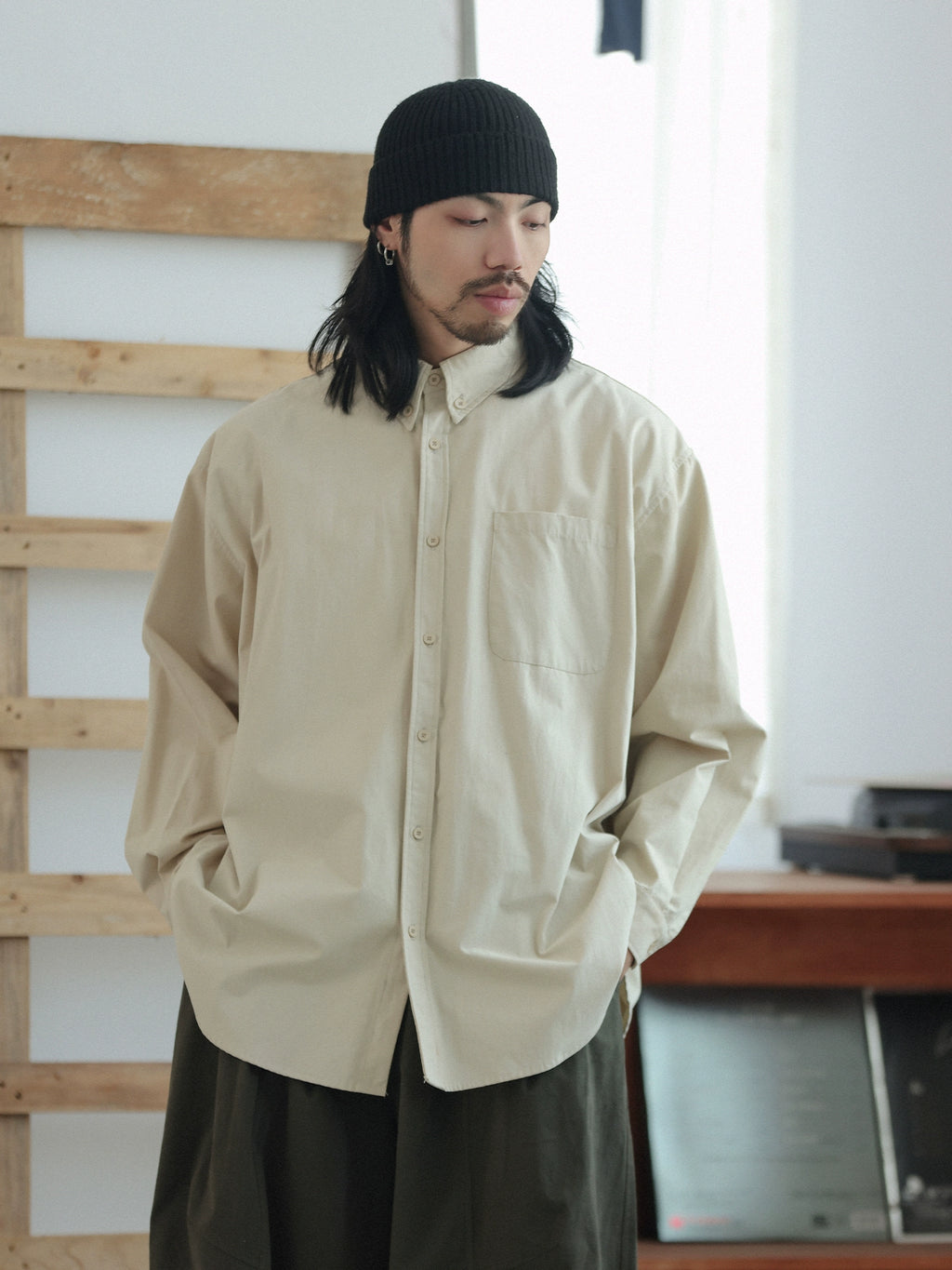 NOEARS Loose Lapel Long Sleeve Shirt
