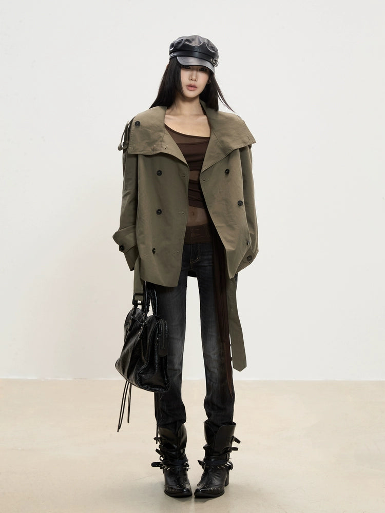 WITHMIN Loose and Thin Casual Versatile Trench Coat