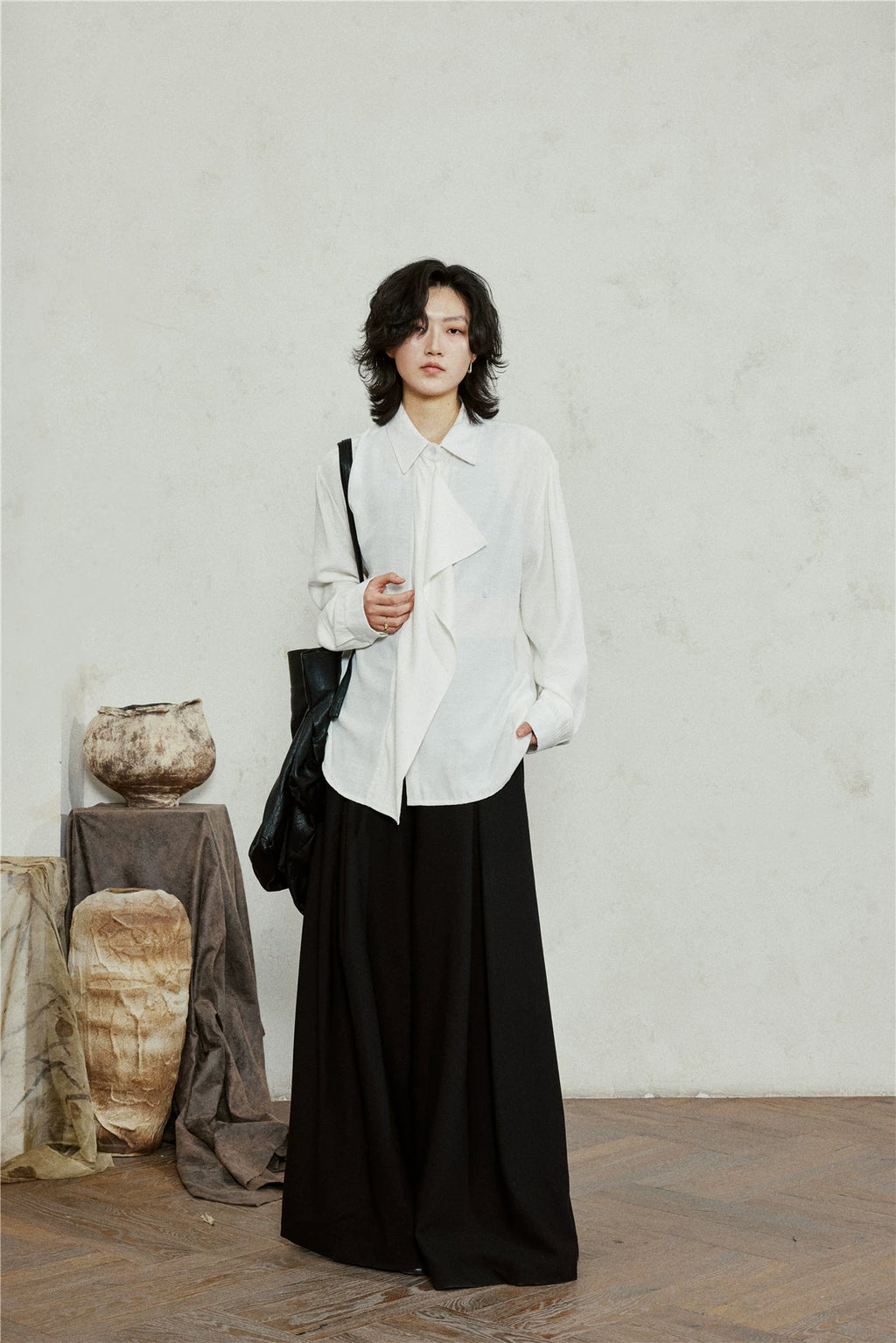 SUNYVONNE Minimalist Lazy Ribbon Shirt