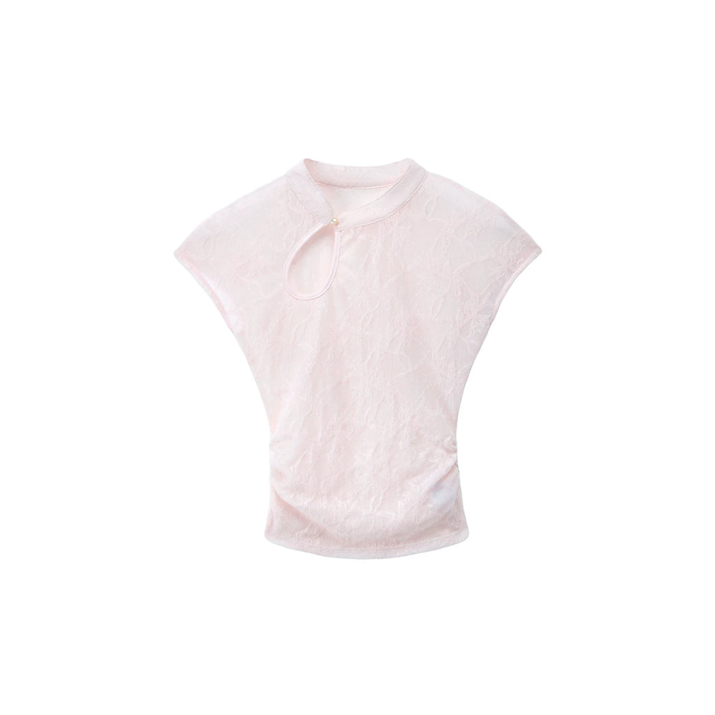 Audwyn Jacquard Hollow Slim Lace Waist Tee