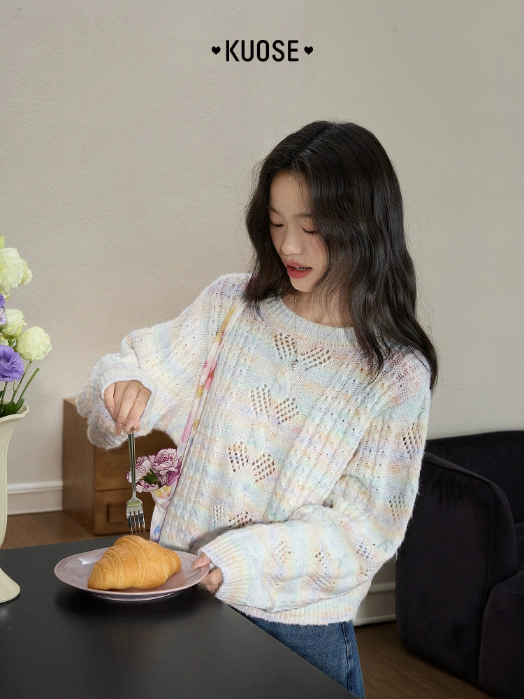 Kuose Gradual Change Loose Knitted Sweater