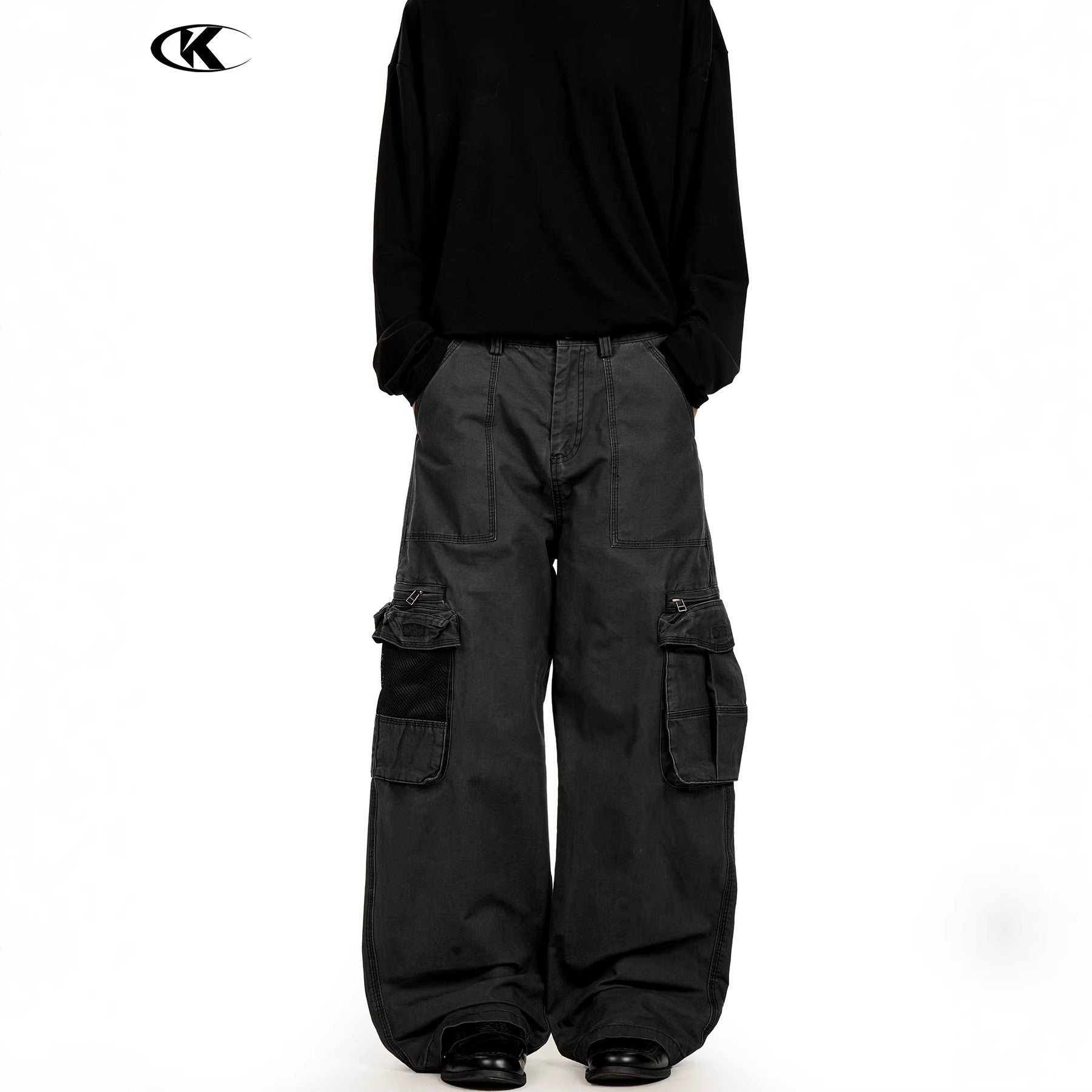 11KN wide-leg washed pure cotton old retro pants