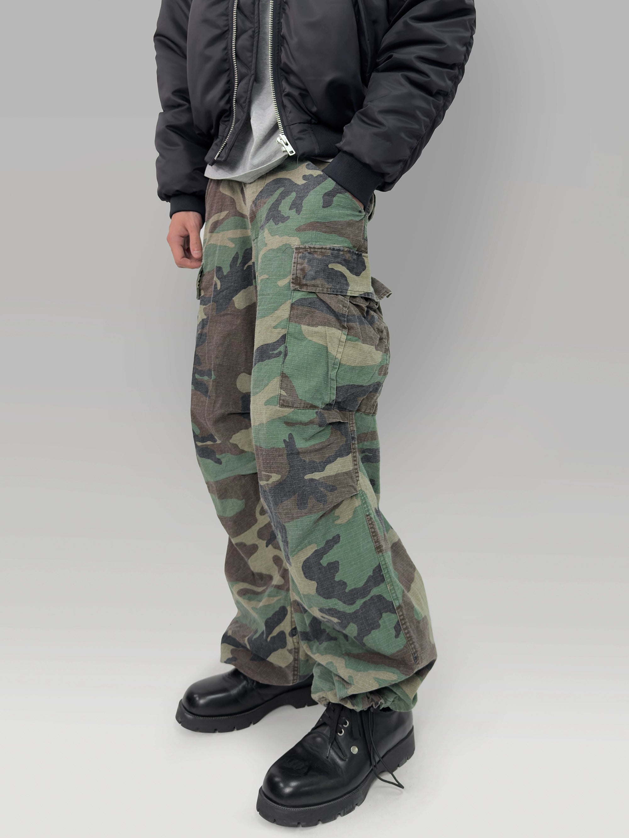 PLUS NO LOGO Camouflage Old Wide-leg Overalls