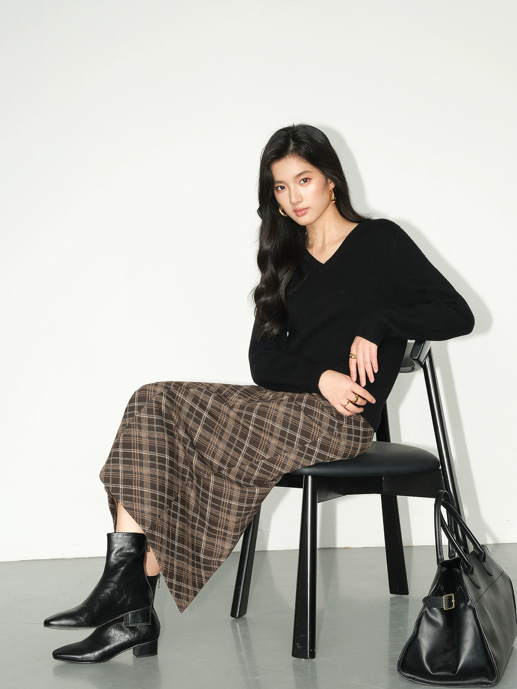 NEVA HU Vintage High Waist Plaid Skirt
