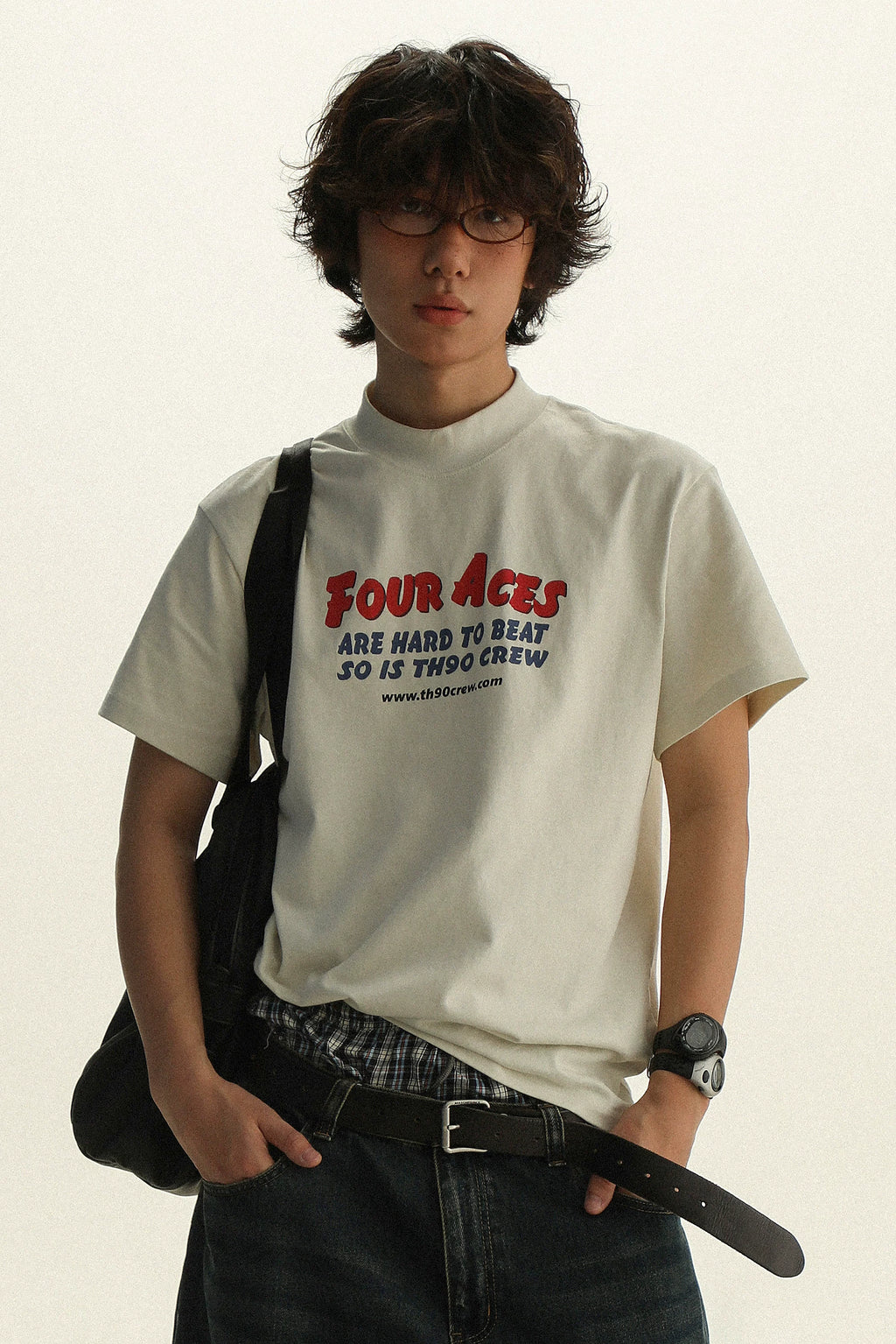 TH90CREW Retro Color Scheme with Semi-turtleneck Tee Inside