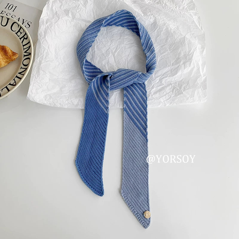 YORSOY Vintage College Style Long Tie Silk Scarf